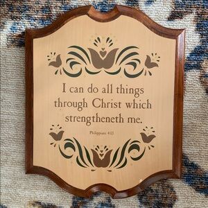 Vintage Wooden Folk Art Wall Plaque Inspirational Message Country Farm House